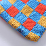 Plaid Pattern Knitted Bag Soft Casual Totes Handbag All-match Small Fresh Girls