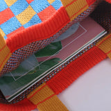 Plaid Pattern Knitted Bag Soft Casual Totes Handbag All-match Small Fresh Girls