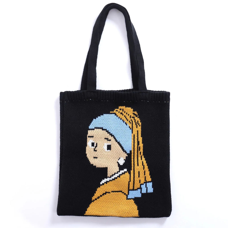 Knitted Bag Teen Girl Square Casual Handbag All-match Small Fresh Girls Bag