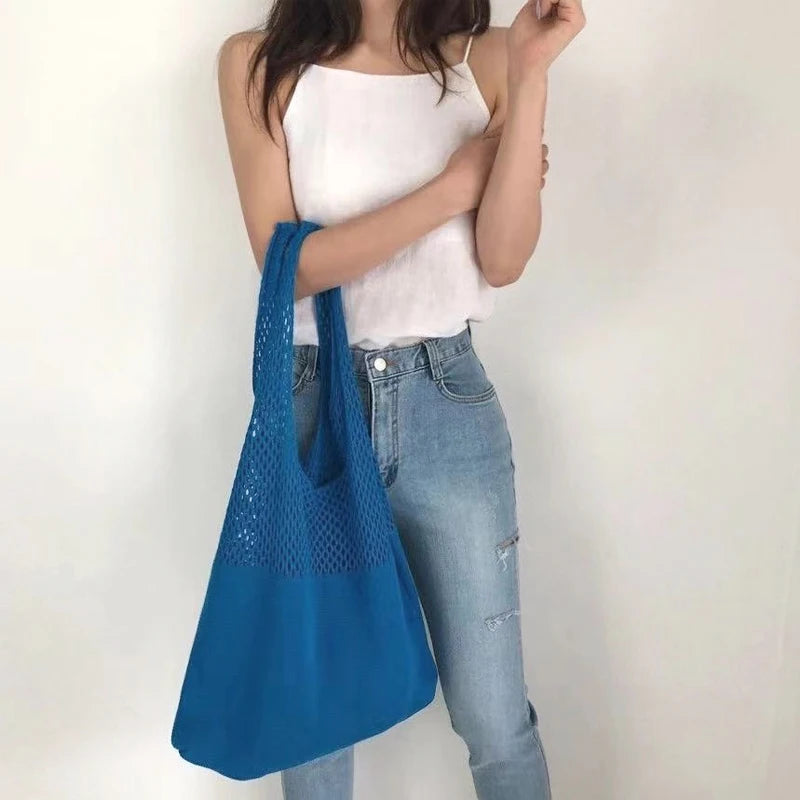 Vintage Knitted Beach Bag Bohemian Summer Shoulder Bag