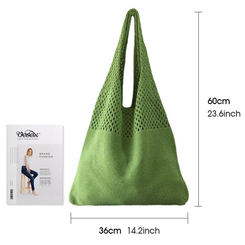 Vintage Knitted Beach Bag Bohemian Summer Shoulder Bag