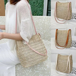 Knitted Straw Bag Crossbody Shoulder Handbags for Women Messenger Bucket Bags
