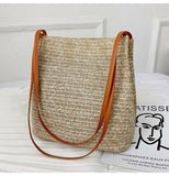 Knitted Straw Bag Crossbody Shoulder Handbags for Women Messenger Bucket Bags