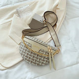 Women's Knitted Waist Pack Fanny Bag Wide Strap Crossbody Chest Trended