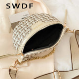 Women's Knitted Waist Packs Weaving Fanny Packs Female Waist Bags