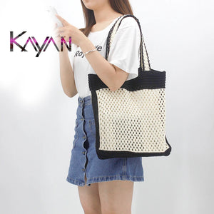 Hollowed-out Knitting Shoulder Bag for Women