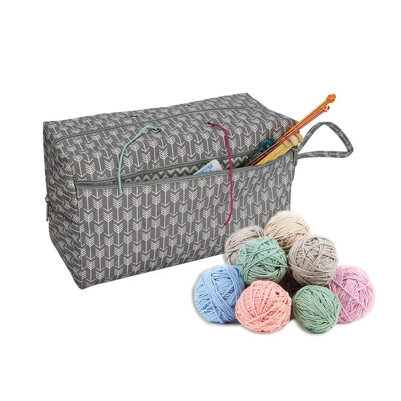 Yarn Storage Craft Tote Bag with Inner Divider, Crochet Needles Organizer
