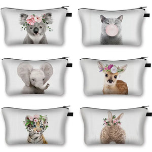 3D Printed Koala Elephant Elk Cosmetic Bag for Travel