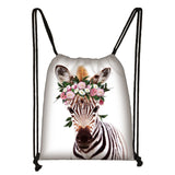 Animal Print Drawstring Bag Leisure Travel Storage Bags Woman Shopping Backpack