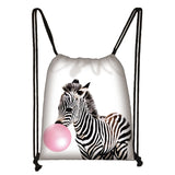 Animal Print Drawstring Bag Leisure Travel Storage Bags Woman Shopping Backpack
