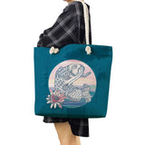 Koi Carp Print Shoulder Bags Fish Graphic Tote Bags