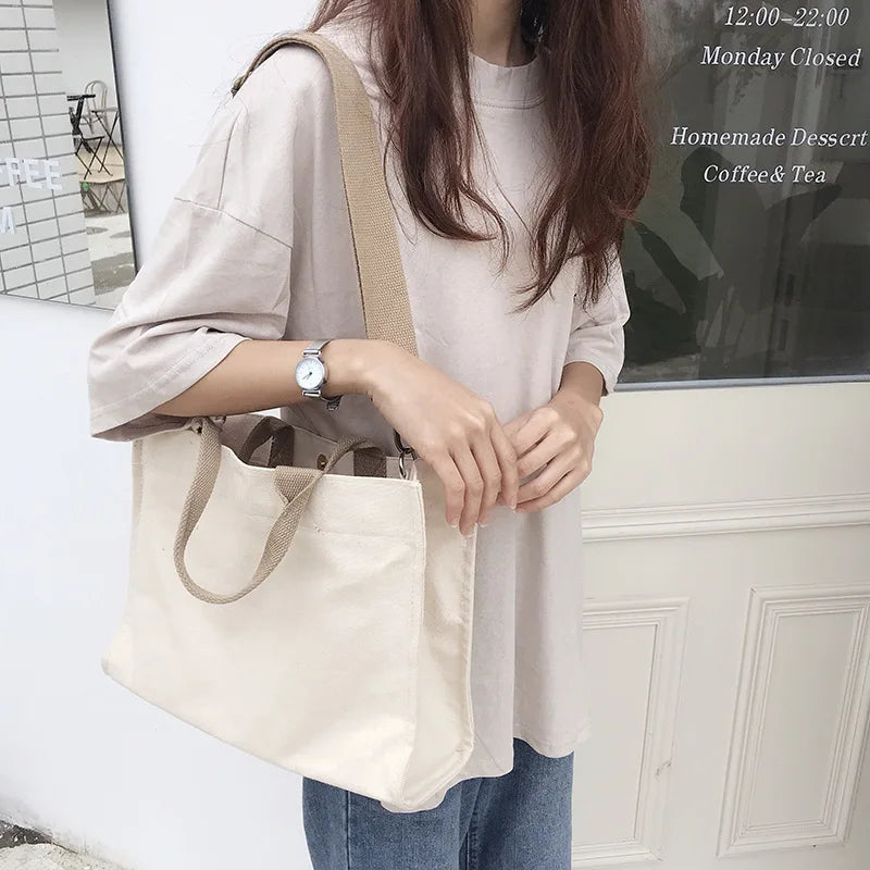 Korea Large Capacity Shoulder Canvas Bag Women's Tote Bag