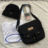 Korea Harajuku Messenger Bag Canvas Men Women College Students Pockets