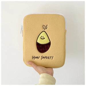 Korea Ins Baked Sweet Potato Embroidery iPad Flat Bag Laptop Bag 11 13 15 Inch
