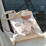 Korean Ulzzang Abstract Face Canvas Shoulder Bag