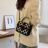 Korea Kpop Plaid Messenger Bag PU Harajuku Tote Women Bag Large Capacity