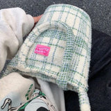 Green Matcha Check Tote Bucket Bag Lady Bags