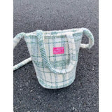 Green Matcha Check Tote Bucket Bag Lady Bags