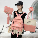 Canvas Middle School Backpack Set for Girls, 5 PCS