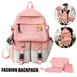 Canvas Middle School Backpack Set for Girls, 5 PCS