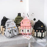 Canvas Middle School Backpack Set for Girls, 5 PCS