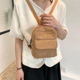 Corduroy Rucksack Women School Bag Small Harajuku Book Backpack