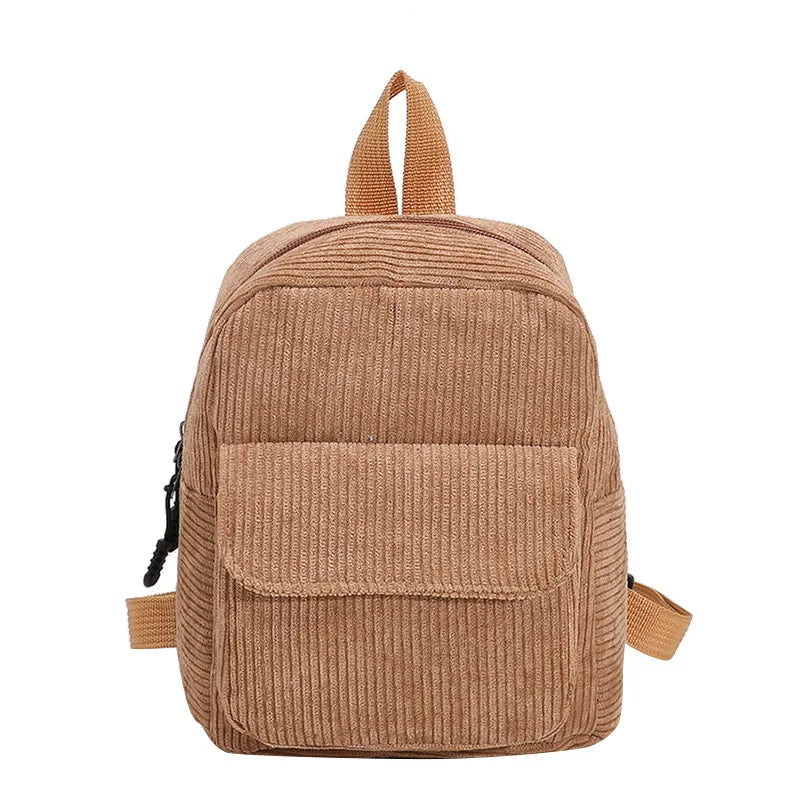 Corduroy Rucksack Women School Bag Small Harajuku Book Backpack