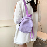 Corduroy Rucksack Women School Bag Small Harajuku Book Backpack
