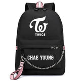 TWICE Printing Backpack Women Canvas Mochila Feminina USB Charging