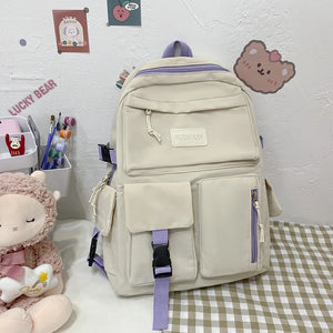 Canvas Large Capacity Backpack For Women Schoolbag For Teenager Girls
