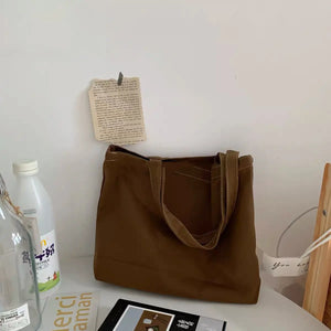 Canvas Shoulder Bags Women Vintage Underarm Large Capacity Totes School Shopping