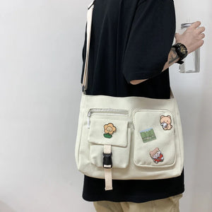 Canvas Shoulder Crossbody Bags for Women Large Satchel Messenger Handbag