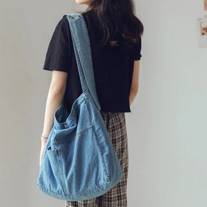 Canvas Shoulder Crossbody Women's Bag Denim Girl Students Messenger Book Bag