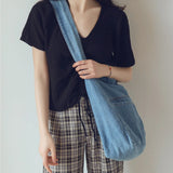 Canvas Shoulder Crossbody Women's Bag Denim Girl Students Messenger Book Bag