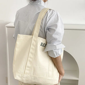 Canvas Shoulder Shopper Bag Women Large Cotton Cloth Handbags Student Purses
