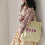 Canvas Shoulder Shopper Bag for Women Large Student Bookbag