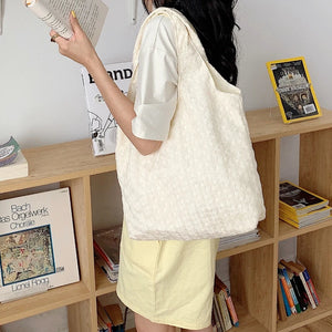 Canvas Shoulder Shopper Bag Women Large Student Bookbag Woman Tote Cotton