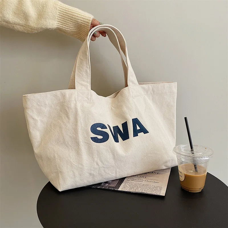 Canvas Women Shoulder Bags Big Female Student Tote Shopper Bag