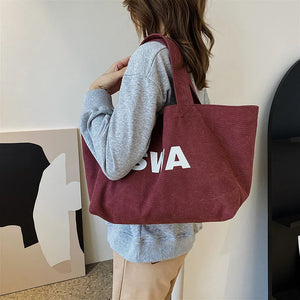 Canvas Women Shoulder Bags Big Female Student Tote Shopper Bag