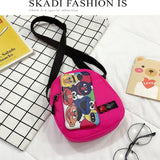 Casual Cross-Body Bag Solid Zipper Mini Canvas Bag for Women