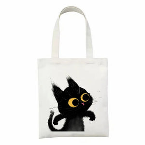 Cats Print Harajuku Bag Large-capacity Canvas Vintage Cartoon Ulzzang Ins Sweet