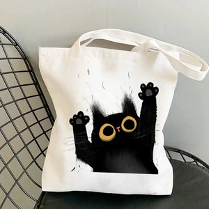 Cats Print Harajuku Bag Large-capacity Canvas Vintage Cartoon Ulzzang Ins Sweet