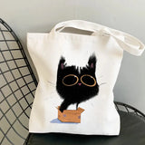 Cats Print Harajuku Bag Large-capacity Canvas Vintage Cartoon Ulzzang Ins Sweet