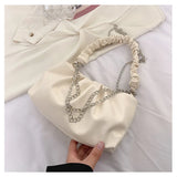 Chain Cloud Shoulder Bag for Women Pu Leather Crossbody Bag