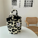 Leopard Print Casual Tote Bag Canvas Shoulder Shopping Bag