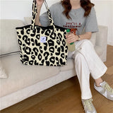 Leopard Shoulder Bag Ladies Canvas Shopping Bag