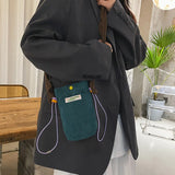 Corduroy Shoulder Tote for Girls Contrast Mini Handbag Soft Crossbody Bag