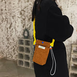 Corduroy Shoulder Tote for Girls Contrast Mini Handbag Soft Crossbody Bag