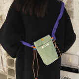Corduroy Shoulder Tote for Girls Contrast Mini Handbag Soft Crossbody Bag