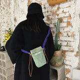 Corduroy Shoulder Tote for Girls Contrast Mini Handbag Soft Crossbody Bag